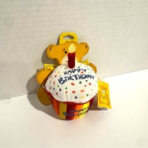 Build A Bear Happy Birthday Cupcake Candle NWT RETIRED Orange Red White Candle